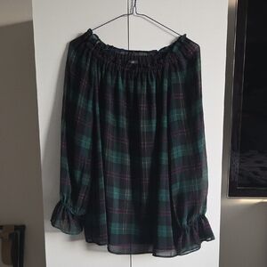 Talbots Plaid Green and Black Women's Top